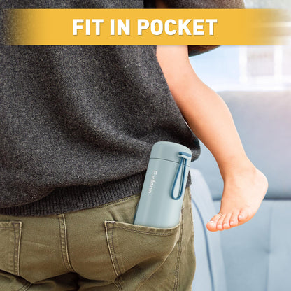 8 oz Water Bottles Made of 304 Stainless Steel, Small Water Bottles Double Wall Vacuum Insulation for Hot&Cold Drinks, Water Bottle Purse with Carry Handle - 100% Leakproof (Grayish Blue)