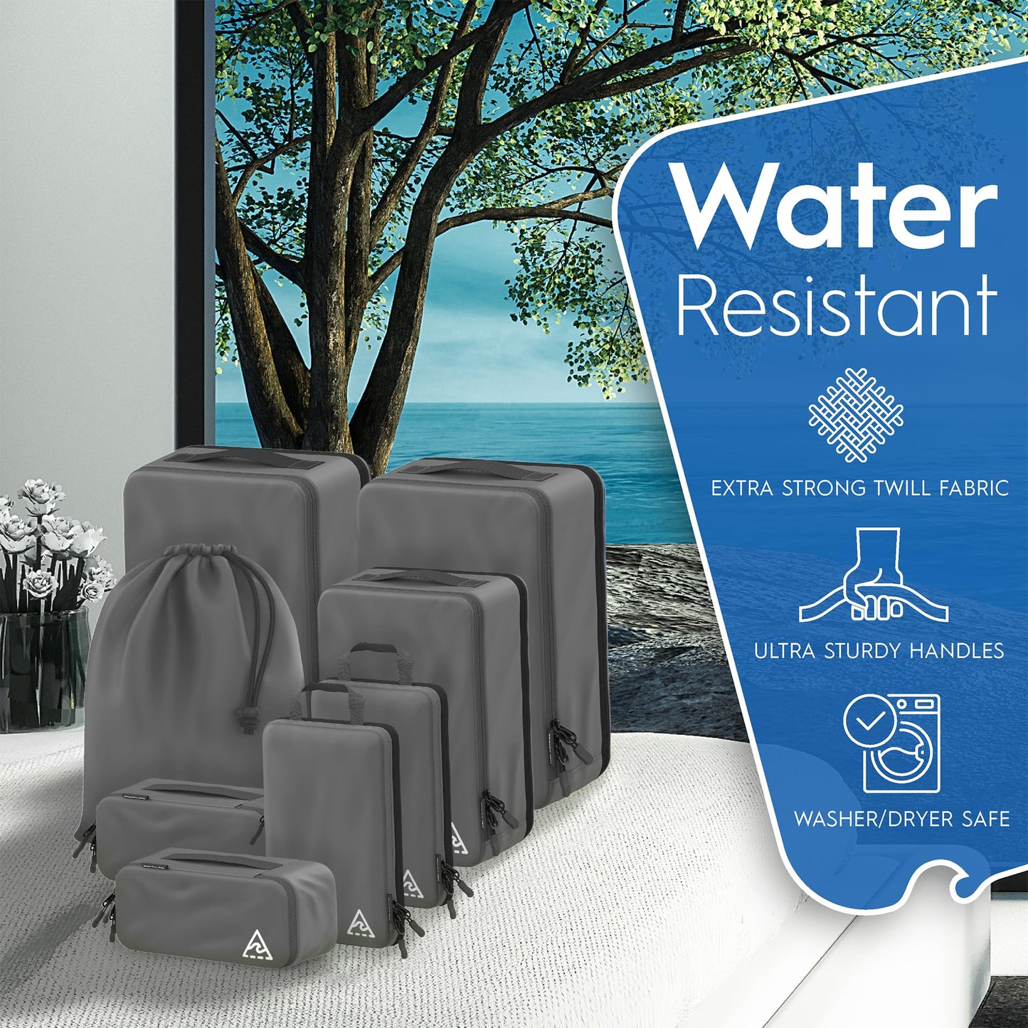 8-Piece Deluxe Compression Bags For Travel - Maximize Space In Luggage With Travel Compression Bags For Packing Double Capacity Design, Luxury Suitcase Organizer Bags, Large, Small, & Medium Set