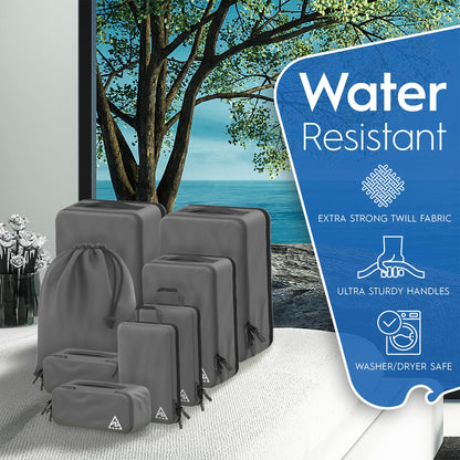 8-Piece Deluxe Compression Bags For Travel - Maximize Space In Luggage With Travel Compression Bags For Packing Double Capacity Design, Luxury Suitcase Organizer Bags, Large, Small, & Medium Set