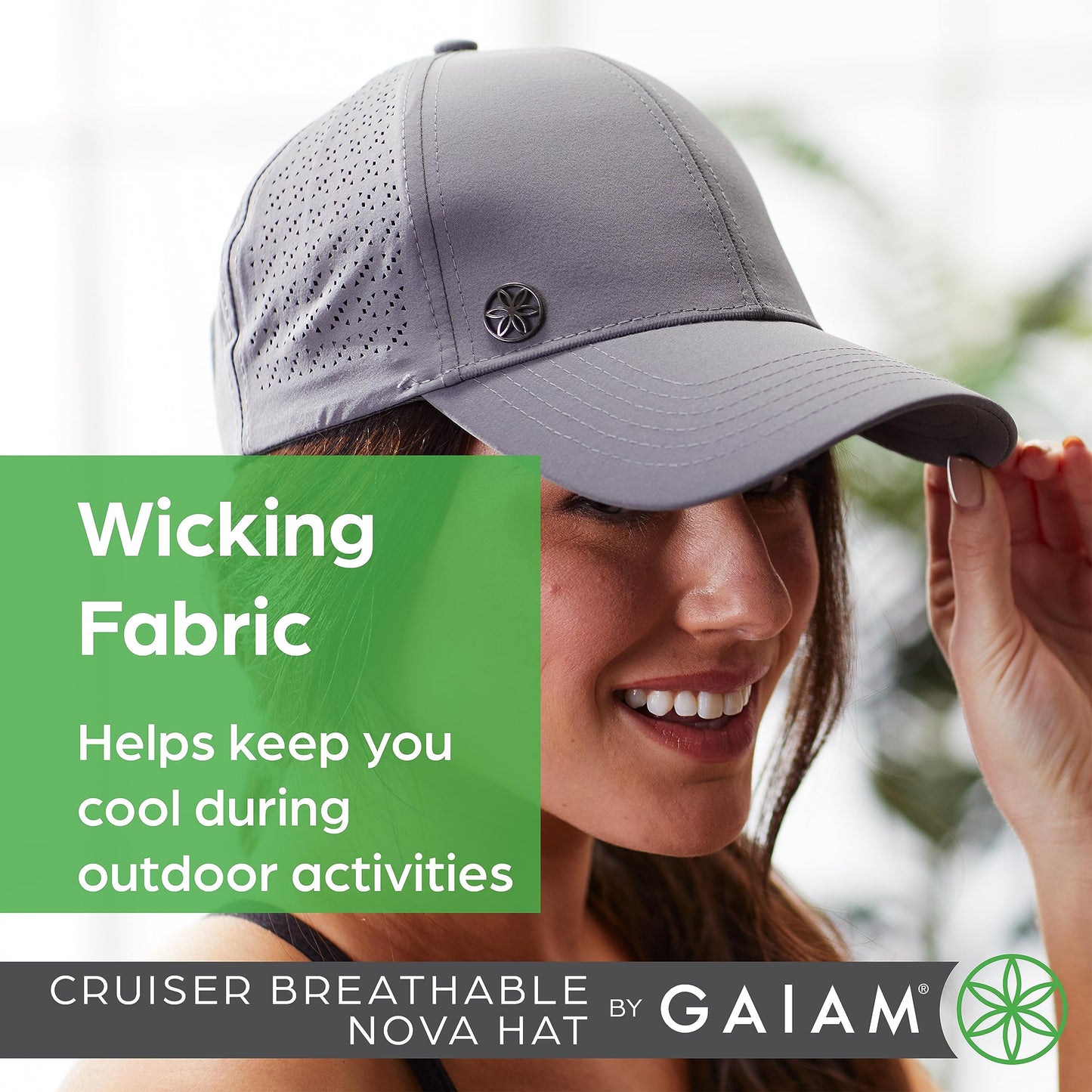 Gaiam White Baseball Cap for Women - Cruiser Breathable Nova Design, Lightweight Cute Women's Ball Cap, Easily Adjustable Trendy White Women's Hat for Summer & Beach