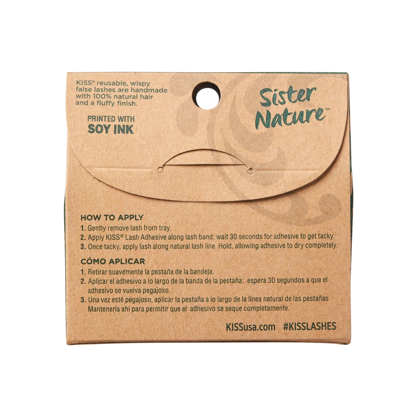 KISS Sister Nature False Eyelashes, 'Dawn', 12 mm, 100% Natural Hair, Recyclable Paper Box, Printed with Soy Ink, Cruelty Free, Vegan, Includes 1 Pair of Reusable Strip Lashes