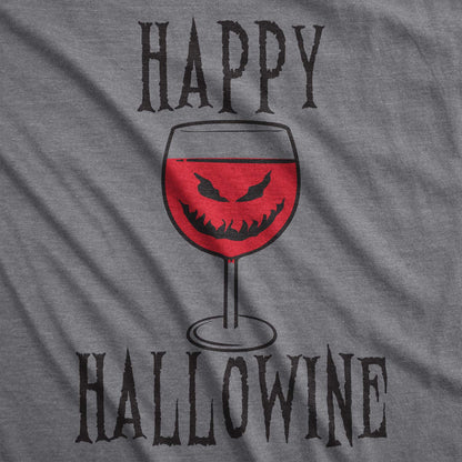 Happy Hallowine Funny Halloween Wine Glass Drinking T Shirt for Woman Funny T Shirts Halloween Tops for Women Cool Wine Top Women's Novelty Tees Dark Grey XL