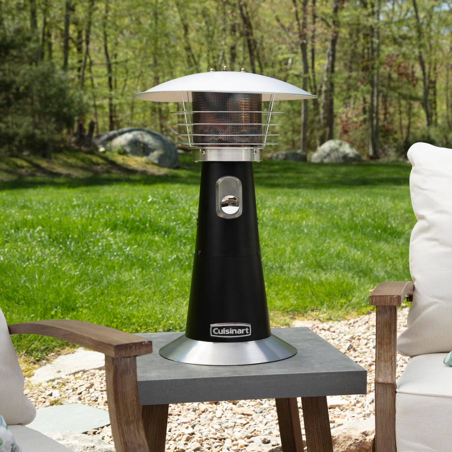 Cuisinart Portable Tabletop Patio Heater, 11,000 BTU Outdoor Propane Heater with Safety Tilt Switch and Adjustable Heat, Burner Screen Guard, 30 sq. Foot Heat Range, Black