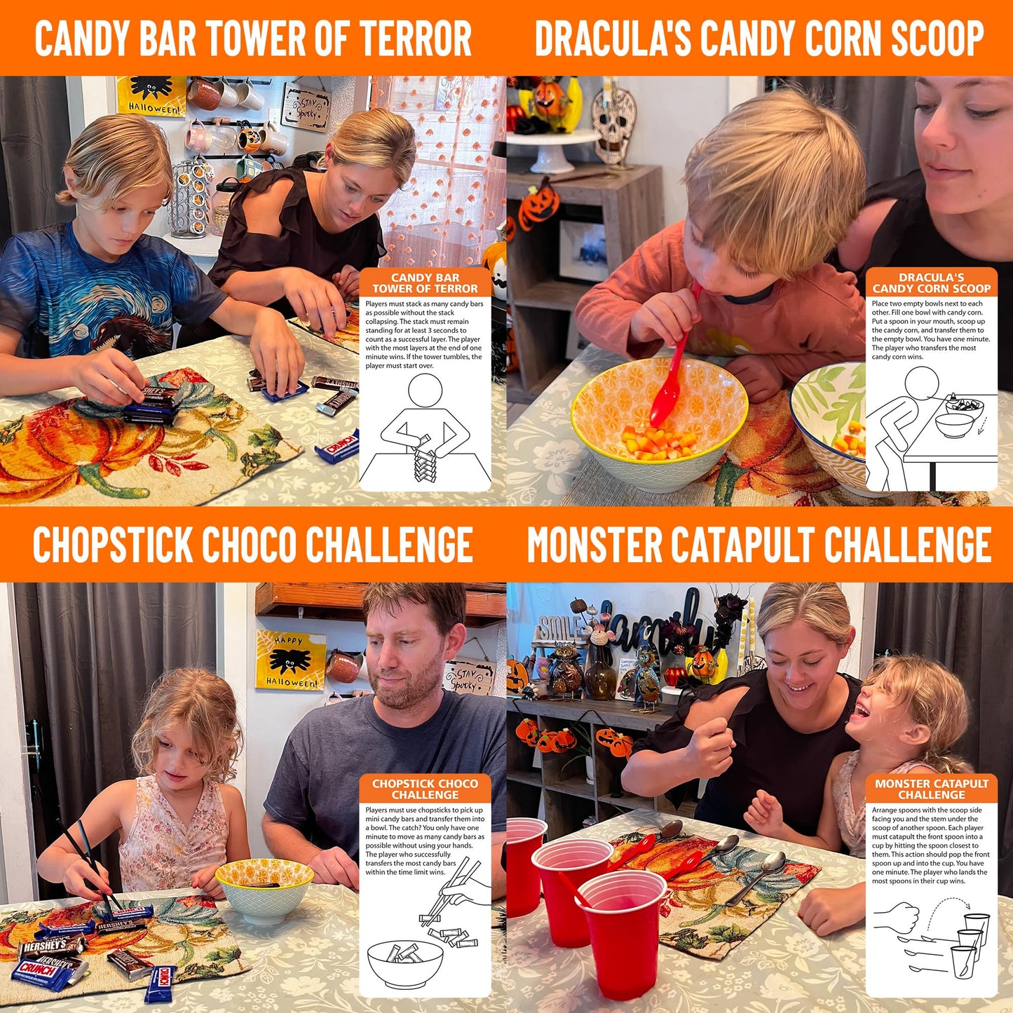 Funwares Minute of Fun Game - Minute to Win It Games for Kids, Adults, Teens, Families, Game Night, Gift for Home, Birthdays, or Travel. 2-12 Players! Halloween Edition - 100 Challenges