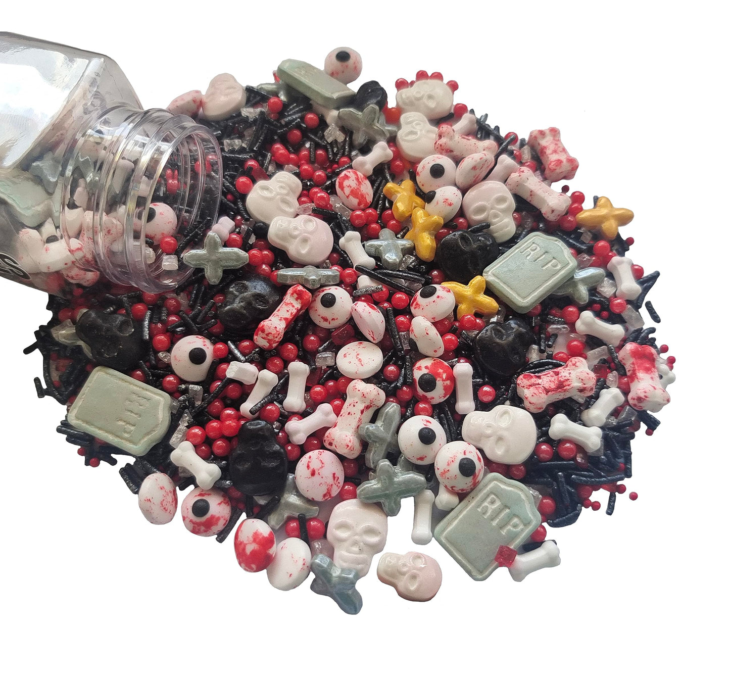 1 Bottle Edible Bloody Eyeball and Bones Mixing Sprinkles 3.53oz/ 100g | Edible Cake Cupcake Sprinkles for Decorating | Cookie and Ice Cream Topper Decorations Halloween Sprinkles