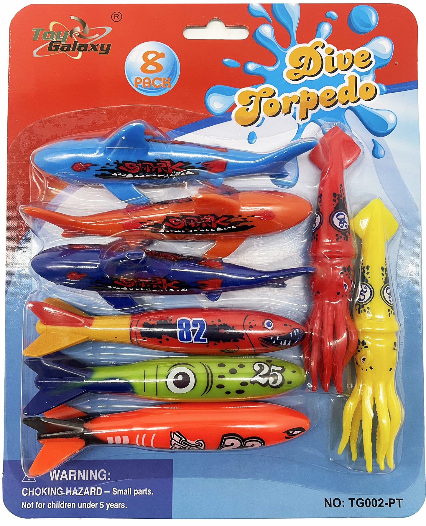 Haktoys Pool Diving Torpedo Toy Set – Underwater Shark Torpedoes, Squid Dive Toys & Swim Training Sinkers for Kids – Fun Summer Swimming Pool Toys for Boys & Girls, Indoor & Outdoor Water Games