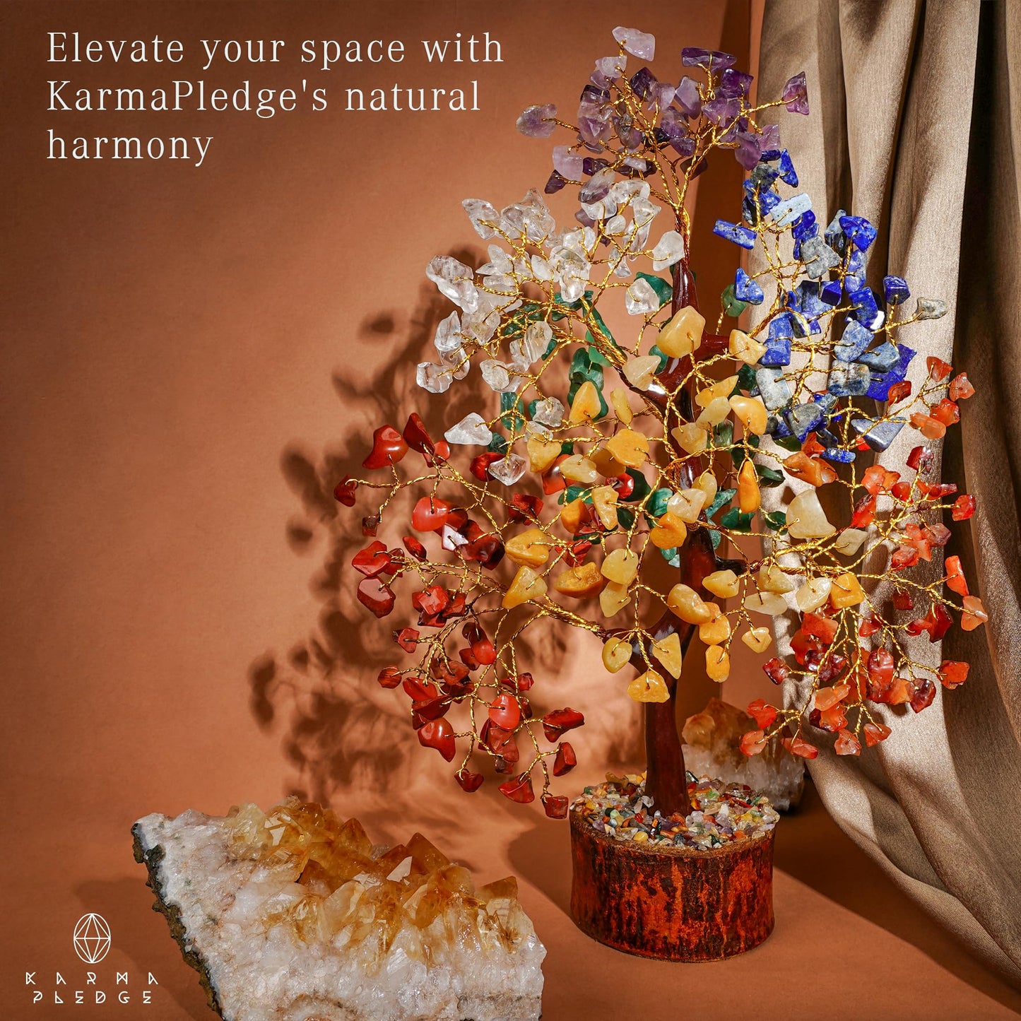 Crystal Tree of Life 7 Chakra Healing Crystal Trees for Home Decor, Office Desk Decor, Boho Decor, Handmade Bonsai Trees for Positive Energy, Money, Good Luck Birthday Gifts for Women, Mom