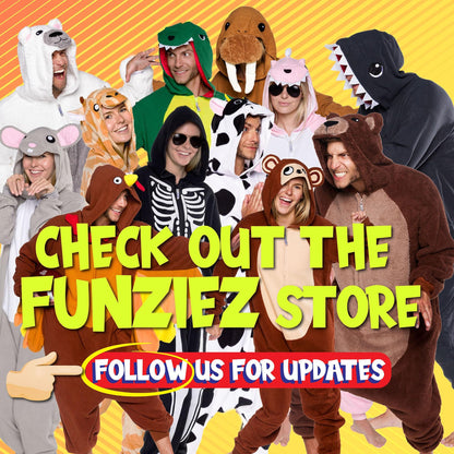 Funziez! Slim Fit Adult Onesie - Animal Halloween Costume - Plush Unisex One Piece Cosplay Suit for Women and Men