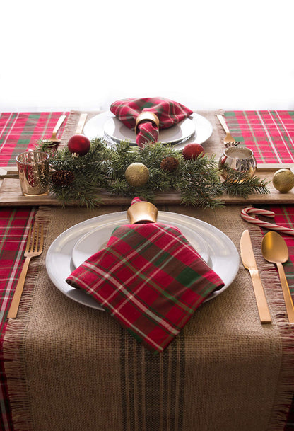 DII Holiday Dining Table Linen Collection Tartan Holly Plaid, Round Christmas Tablecloth, 70" Round, Red & Green