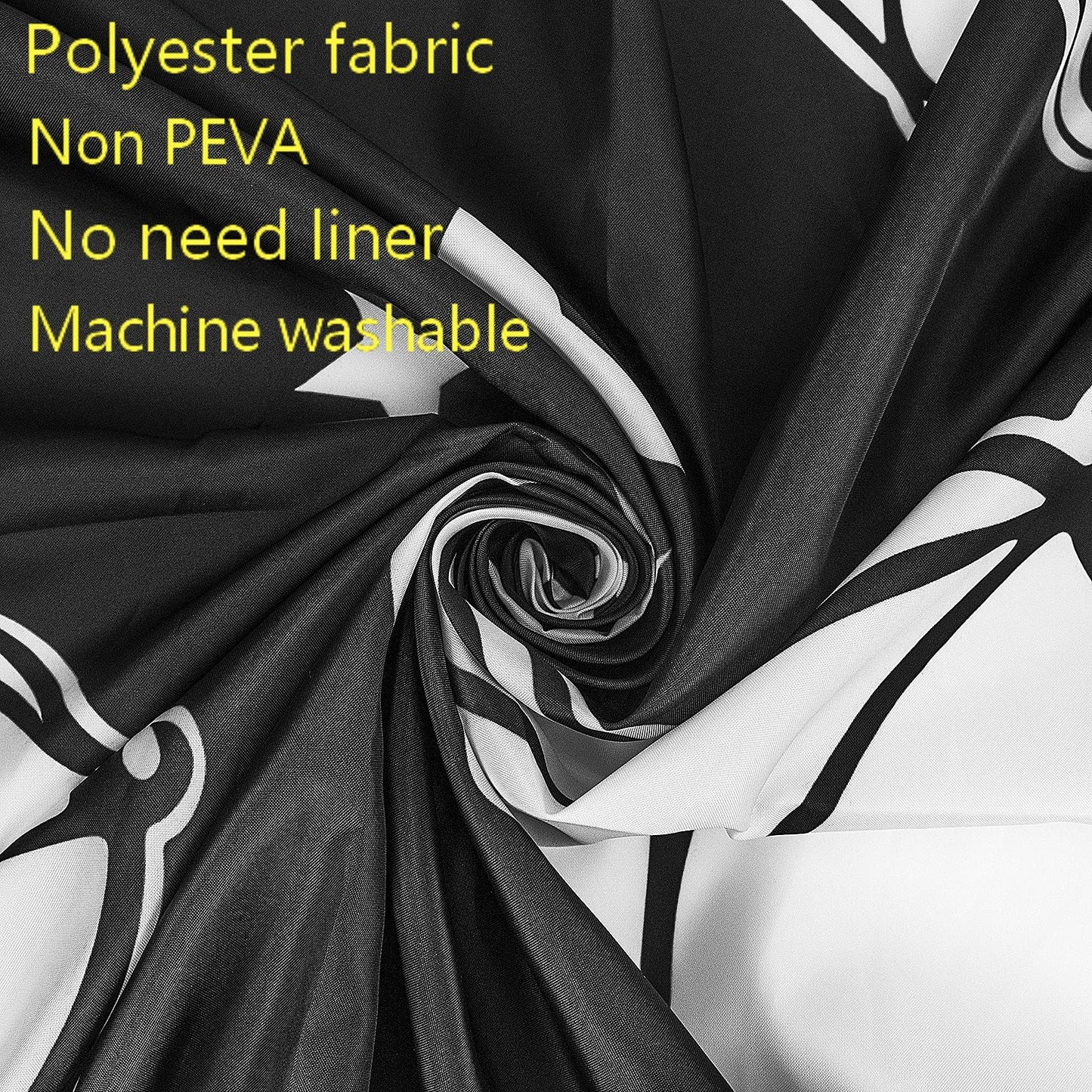 LB Spooky Halloween Shower Curtain Decor, Gothic Horror Halloween Black and White Bats Shower Curtains 72X79 inch Polyester Fabric Bathroom Decoration Bath Curtains Hooks Included