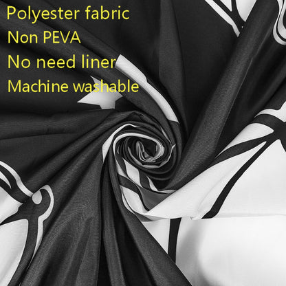 LB Spooky Halloween Shower Curtain Decor, Gothic Horror Halloween Black and White Bats Shower Curtains 72X79 inch Polyester Fabric Bathroom Decoration Bath Curtains Hooks Included