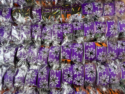 Halloween Bats Spiders Web Multicolor Printed 1 Inch Grosgrain Ribbon - 6 Yards (6 X 1 Yards)/Roll,