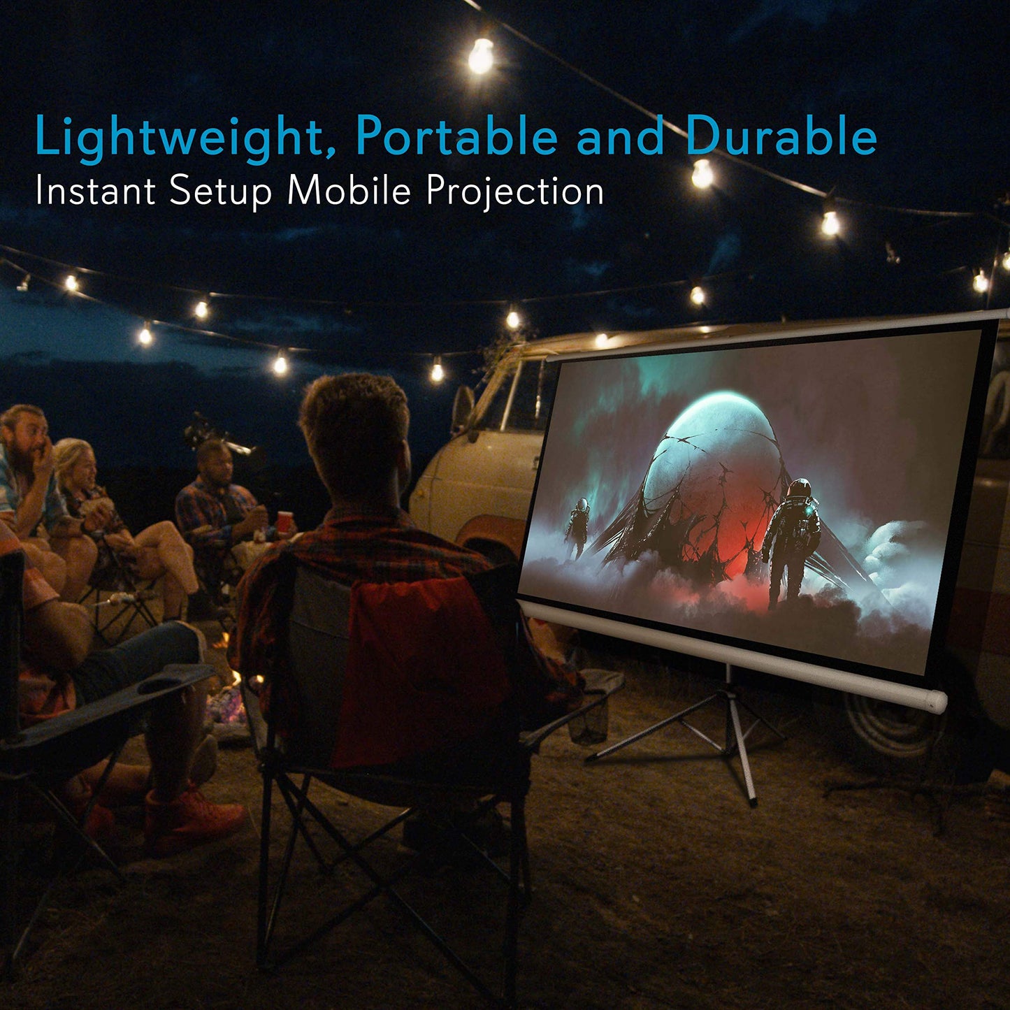 Pyle 50 Inch Portable Projector Screen with Tripod Stand – Lightweight, Durable, Easy Pull Setup Mobile Projection Screen with 4:3 Aspect Ratio, White Matte Fabric for Indoor/Outdoor Use