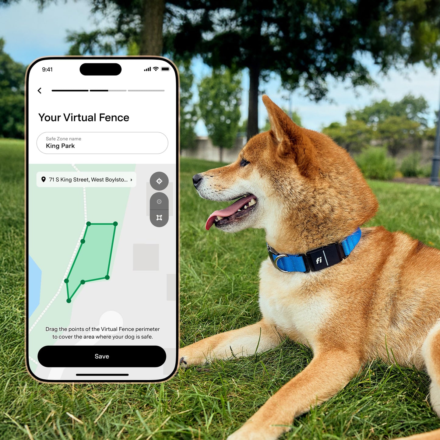 Fi New Series 3+ Smart Dog Tracker Collar – AI GPS for Dogs, Health & Behavior Monitor, Virtual Fence, Escape Alerts, Waterproof, Apple Watch Compatible 12Mo Membership Included