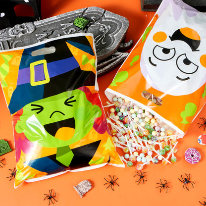 JOYIN 72 Pcs Halloween Goodie Bags with 6 Designed Characters, Trick or Treating Plastic Treat Bags for Kids Party Favors, Treats Party Supplies