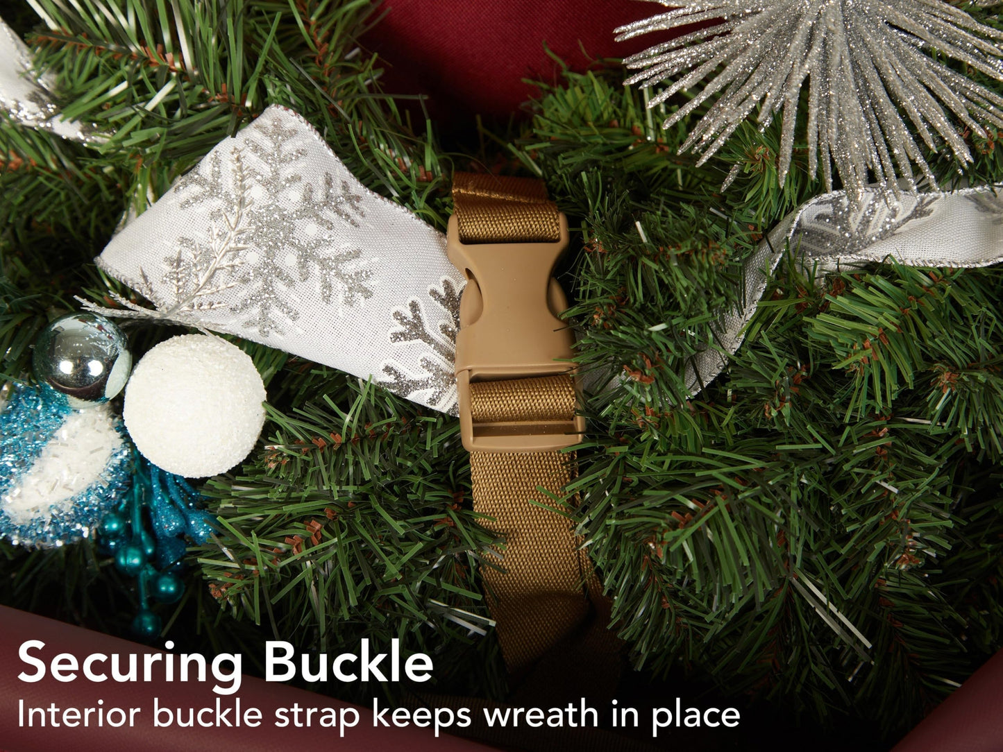 Covermates Keepsakes Christmas Wreath Storage Bag - Heavy Duty Polyester - Interior Pouch - Dual Zipper Pulls - Holiday Storage, Red