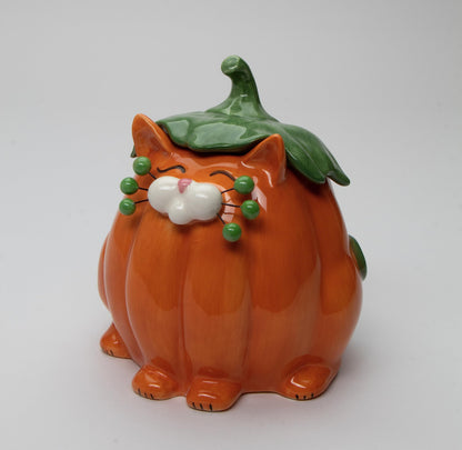 Cosmos Gifts Fine Ceramic Whisker Pumpkin Cat Candy Treat Bowl, 7-1/4" H