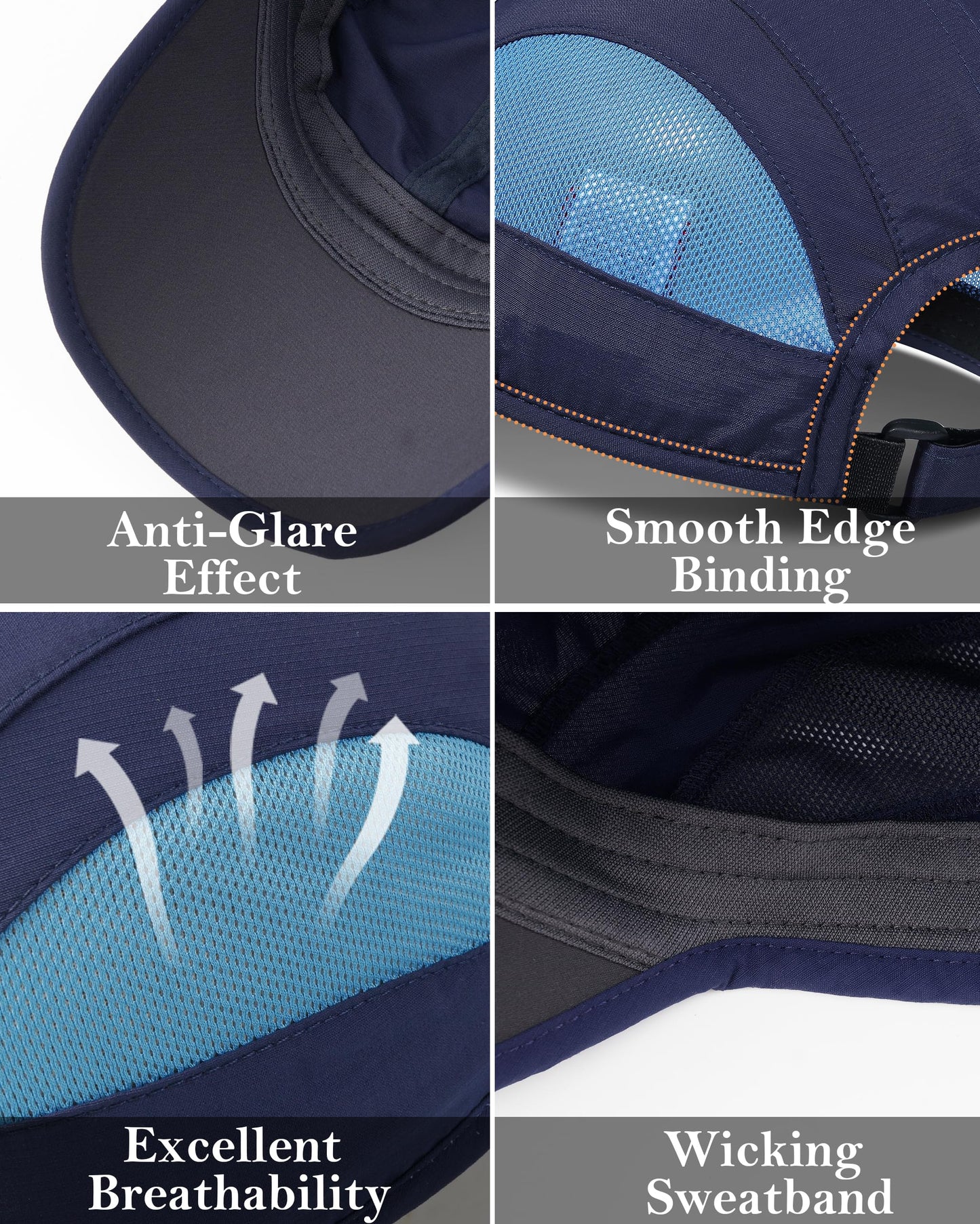 GADIEMKENSD Outdoor Running Hat Men's Cooling UPF50+ Womens Baseball Cap Sport Mesh Sun Hat Trucker Dad Hats Quick Dry Breathable Unstructured for Summer Camping Fishing Hiking Improved Navy L