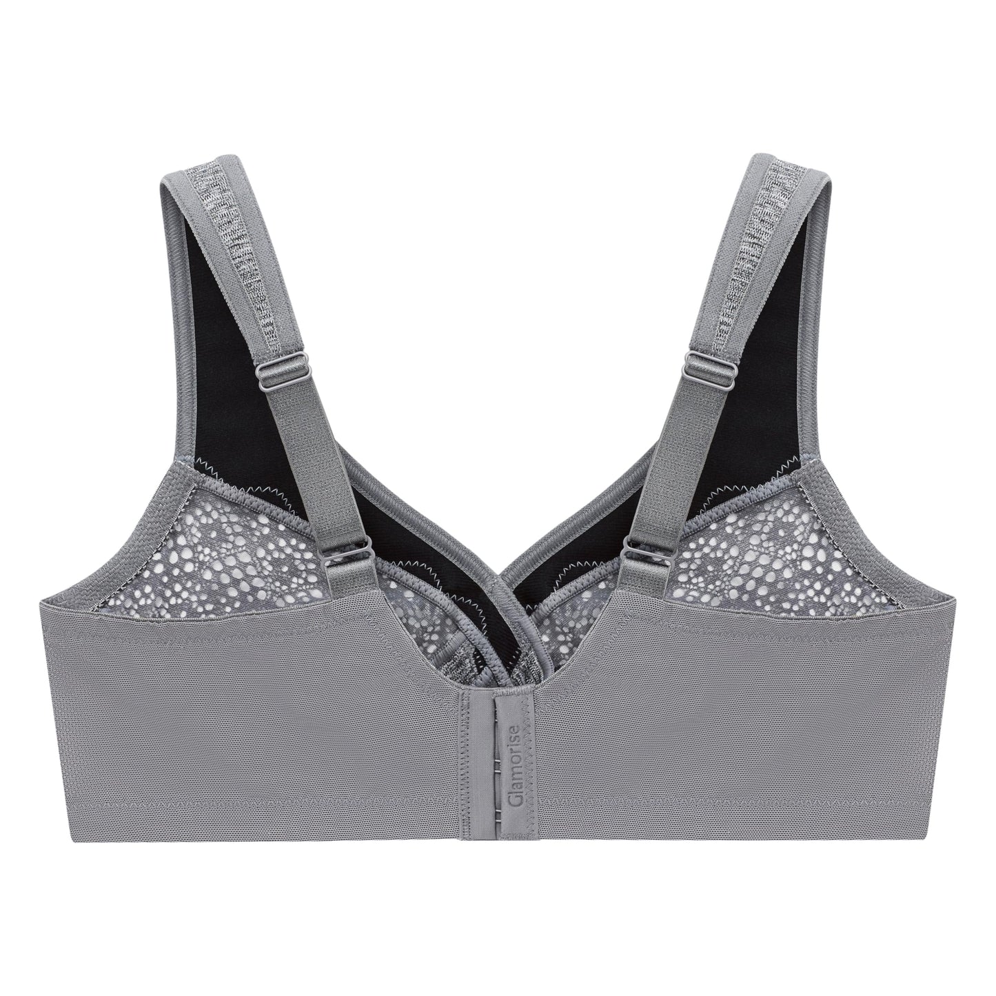 Glamorise Full Figure Plus Size MagicLift Moisture Control Bra Wirefree #1064 Gray Heather