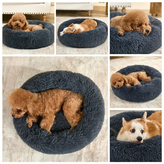 kimpets Snuggle Dog Bed, Comfy Calming Dog Bed, Machine Washable Dog Bed for Medium Dogs, Cute&Fuzzy&Anti Anxiety Dog Bed, 27.5'' Soft Bean Dog Bed, Up to 25lbs Cozy&Comfy Dog Beds for Medium Dogs