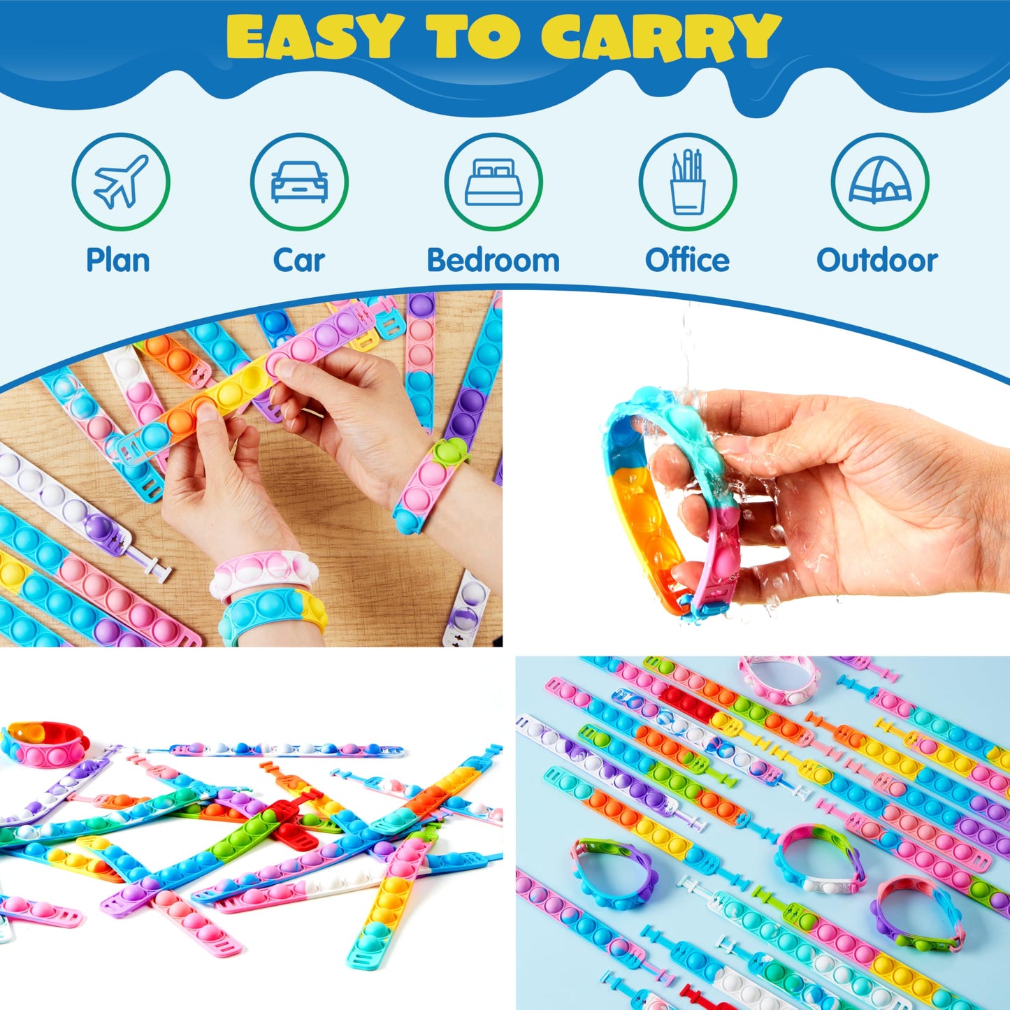 JOYIN Pop Fidget Toys pops Bulk 25 Pack Party Favors for Kids 4-8,8-12 Year, Fidget Bracelets Sensory Toys for Birthday Carnival Halloween Christmas Prizes Gifts Goodie Bags Stuffers for Kids