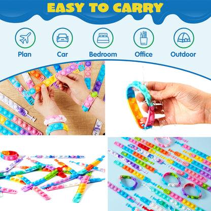 JOYIN Pop Fidget Toys pops Bulk 25 Pack Party Favors for Kids 4-8,8-12 Year, Fidget Bracelets Sensory Toys for Birthday Carnival Halloween Christmas Prizes Gifts Goodie Bags Stuffers for Kids