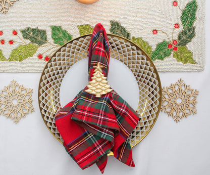 COTTON CRAFT Christmas Tree Napkin Rings - 8 Pack - Merry Xmas Hallelujah Holiday Dining Table Handmade Metal Napkin Holder - Joy Rejoice Festive Elegant Celebration Party Gift Tabletop Décor - Gold