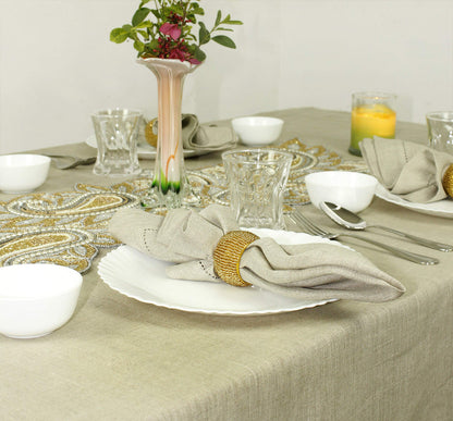 COTTON CRAFT Glitz Handmade Beaded Dining Table Napkin Rings - Set of 12 - Halloween Harvest Autumn Fall Thanksgiving Holiday Christmas Xmas Celebration Festive Party Gift Décor - Gold