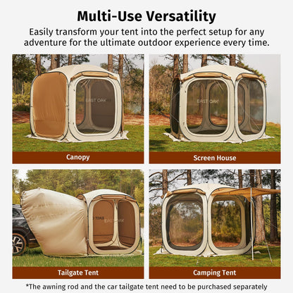 East Oak 12×12 FT Pop Up Canopy Tent with Mesh | Outdoor Screen House with 4 Sunshades | Instant Canopy with Portable Carry Bag | Gazebo Tent for Camping, Patio, and Beach | Beige