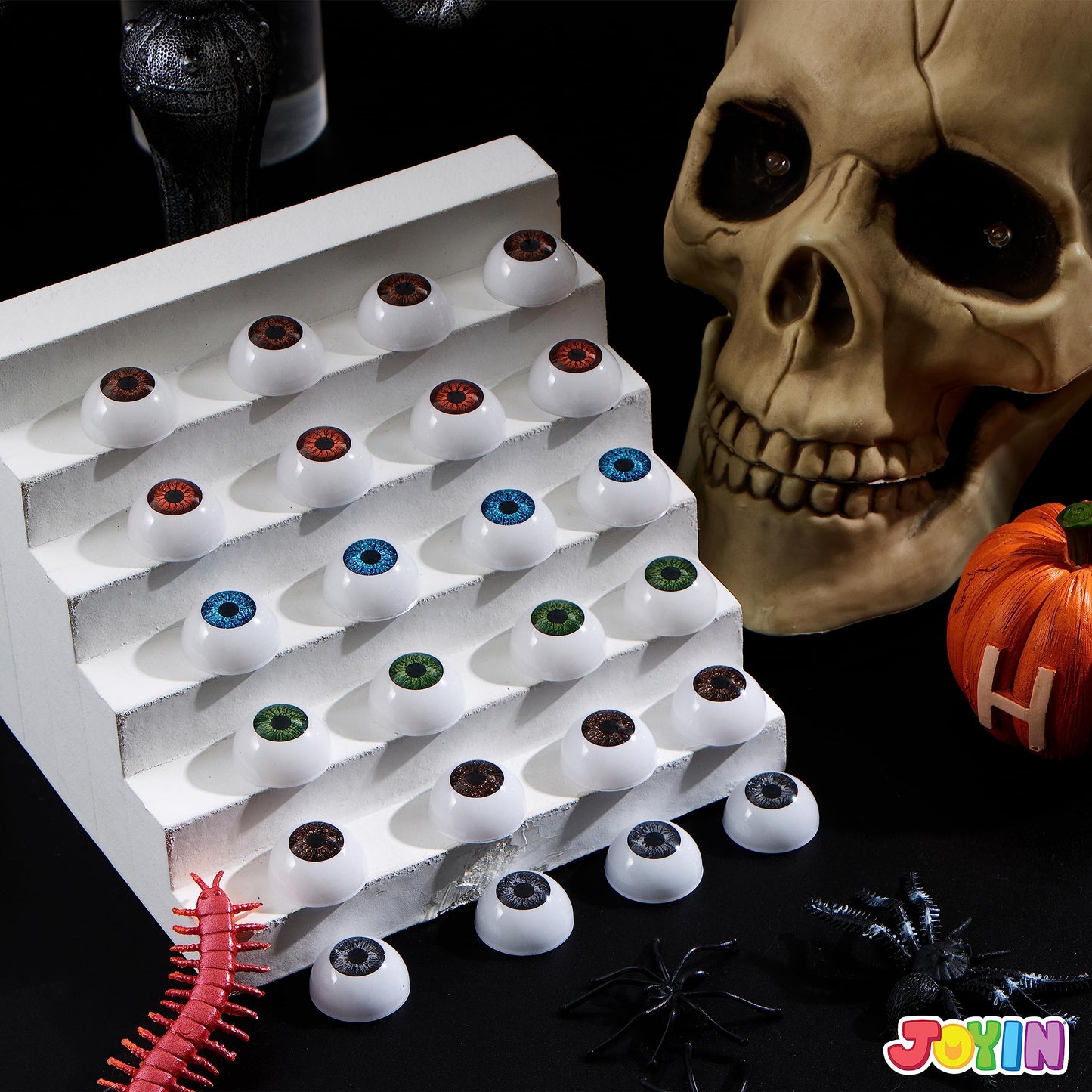 JOYIN 24 PCS Halloween Eyeballs, Trick or Treat Scary Realistic Eyes Prop Supplies, 12 Pair Hollow Plastic Eyeballs for Halloween Party Decoration