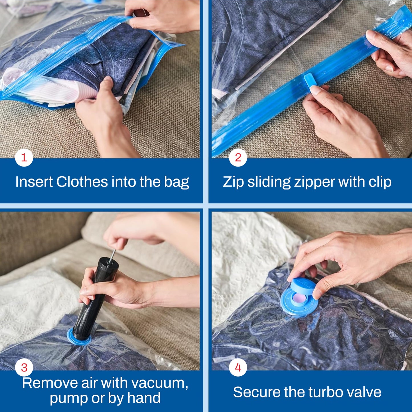 10 Pack Variety Vacuum Storage Bags for Comforters, Blankets & Clothes – Vacuum Sealed Compression Bags with Electric Pump – Space Saver Storage Bags for Bedding, Travel & Organization (4M, 3L, 3XL)