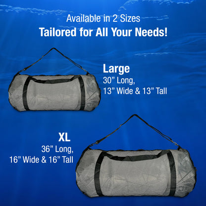 Kraken Aquatics Mesh Duffle Bag with Shoulder Strap | Large Dive Bag for Scuba Diving Gear, Snorkeling, Freediving, Spearfishing, Swimming & Beach | Heavy-Duty Mesh Duffel Bag for Quick Drying | XL
