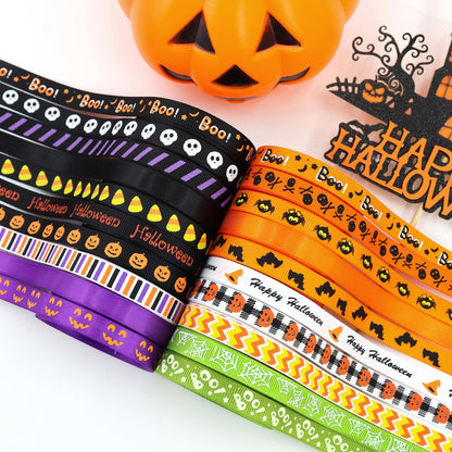 Halloween Holiday Grosgrain Satin Ribbon Set for DIY Crafts Halloween Home and Indoor Outdoor Decoration Garden Decoration，Gift Package,40yd(20x2yd)