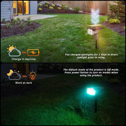 LEREKAM Solar Outdoor,40 LEDs Color Changing RGB Solar Landscape Path Lights,USB & Solar Powered Multicoloured Spotlights,14 Colors Auto Cycling Spotlights for Yard,Garden,2 Pack