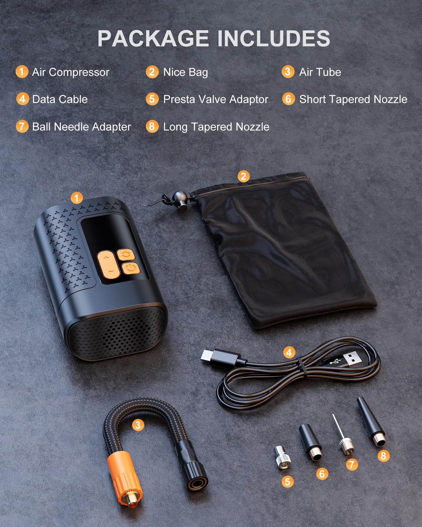 Electric Bike Pump, 160PSI Mini Bike Tire Pump, 4X Fast Bicycle Pump with Digital Pressure Gauge, Bike Air Pump with Presta and Schrader Valve for Mountain Bike, Moto, Road Bike, Car and Balls