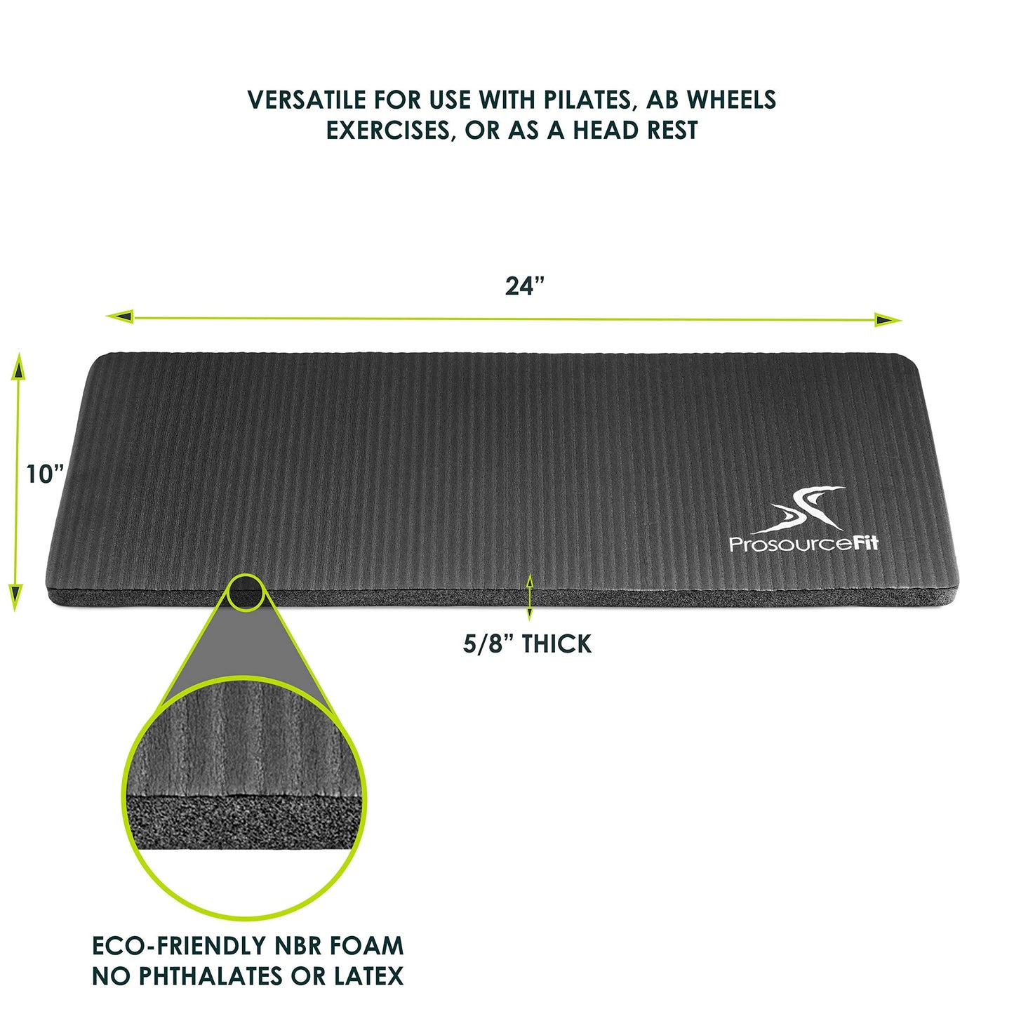 ProsourceFit Extra Thick Yoga Knee Pad and Elbow Cushion 15mm (5/8”) Fits Standard Mats for Pain Free Joints in Yoga, Pilates, Floor Workouts