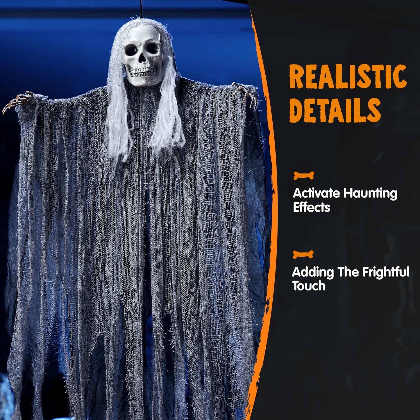 JOYIN 3 Pack Hanging Halloween Skeleton Ghosts Decorations Outdoor, Grim Reapers for Best Halloween Outdoor Decorations, Haunted Haunted House Prop, Party Supplies