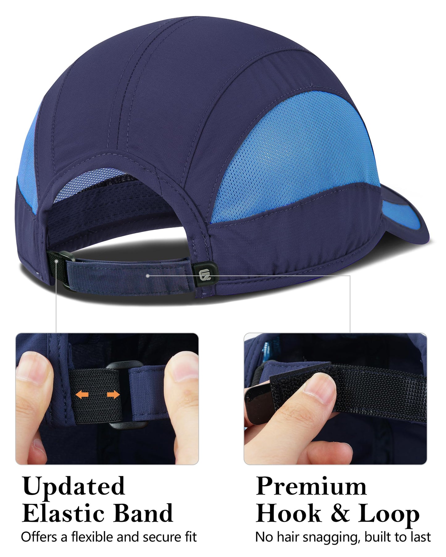 GADIEMKENSD Outdoor Running Hat Men's Cooling UPF50+ Womens Baseball Cap Sport Mesh Sun Hat Trucker Dad Hats Quick Dry Breathable Unstructured for Summer Camping Fishing Hiking Improved Navy L