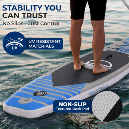SereneLife Inflatable Stand Up Paddle Board - Wide Stable Design, Non-Slip Deck for Adults & Youth with Premium Paddle Board Accessories: Carry Bag, Dual Action Pump, Paddle, Ankle Leash - 10'6"