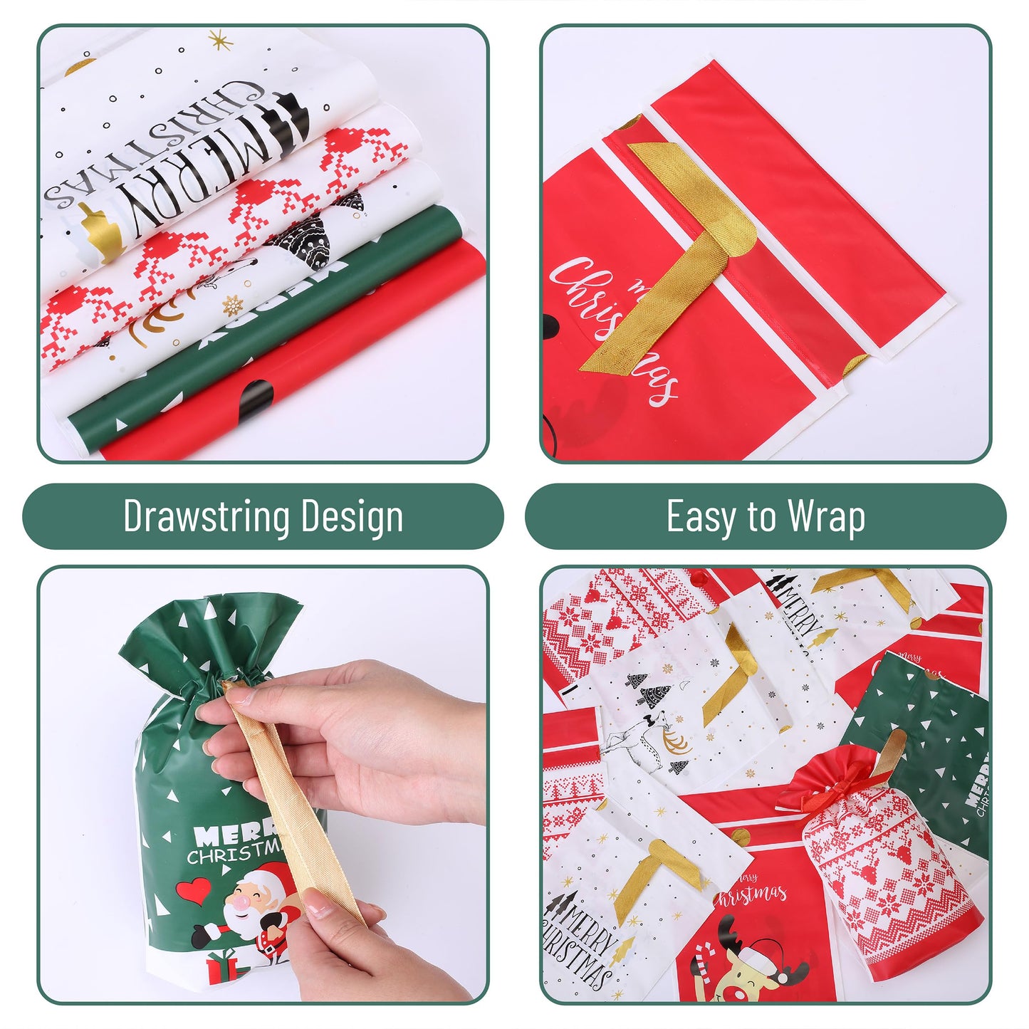 Mr. Pen- Christmas Drawstring Gift Bags, 32 pcs, Christmas Gift Bags Assorted Sizes, Christmas Bags with Drawstring, Christmas Gift Bags Bulk, Drawstring Christmas Gift Bags Drawstring, Gift Wrap Bags