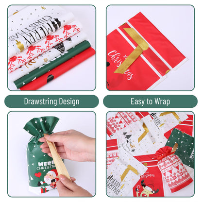 Mr. Pen- Christmas Drawstring Gift Bags, 32 pcs, Christmas Gift Bags Assorted Sizes, Christmas Bags with Drawstring, Christmas Gift Bags Bulk, Drawstring Christmas Gift Bags Drawstring, Gift Wrap Bags