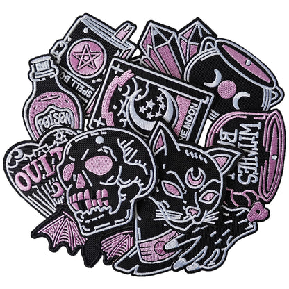 Harsgs Halloween Iron on Patches, Embroidered Iron on/Sew on Patches Halloween Themed Applique for Clothes, Dress, Hat, Jeans, DIY Accessories, Pack of 12