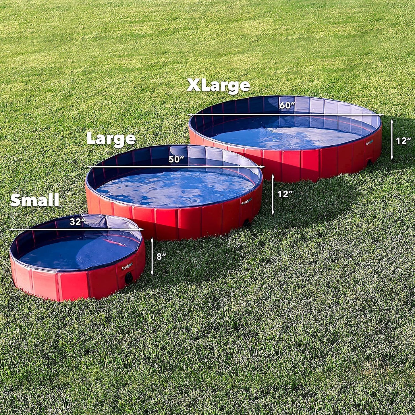 Frontpet XL Foldable Dog Pool - 60" Width Swimming Pools for Large Dogs, Kiddie Pool & Dog Bath Tub, Non-Slip Scratch Resistant Hard Plastic Shell Dog Pool, Portable Pet Pool for Dogs, Pets & Kids