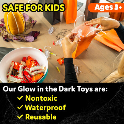 Glow Critters and Halloween Trick or Treat Glow Skeletons and Pumpkins - Glow Sticks Party Favors - Glow in The Dark Party Supplies