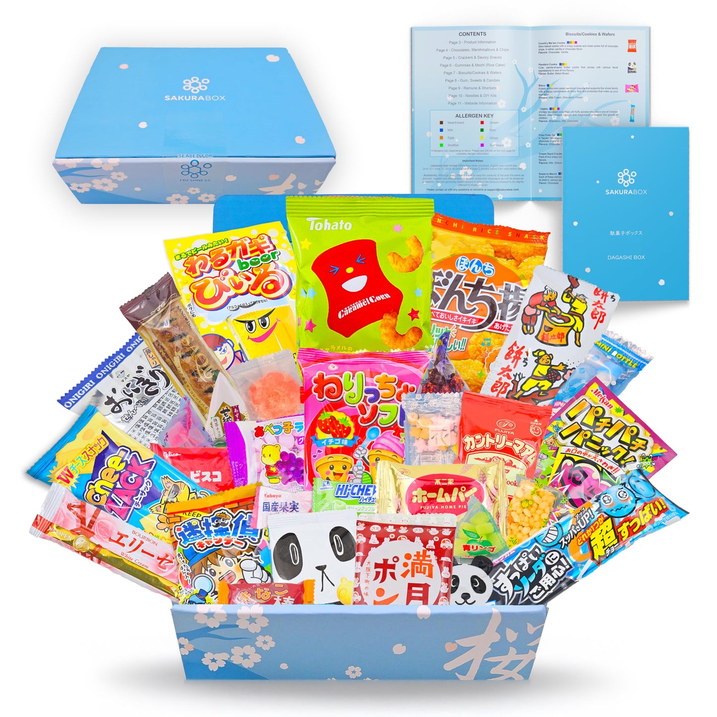 Japanese Snacks & Candy Dagashi with English Pamphlet 30 Pieces Custom Gift Set (Box)