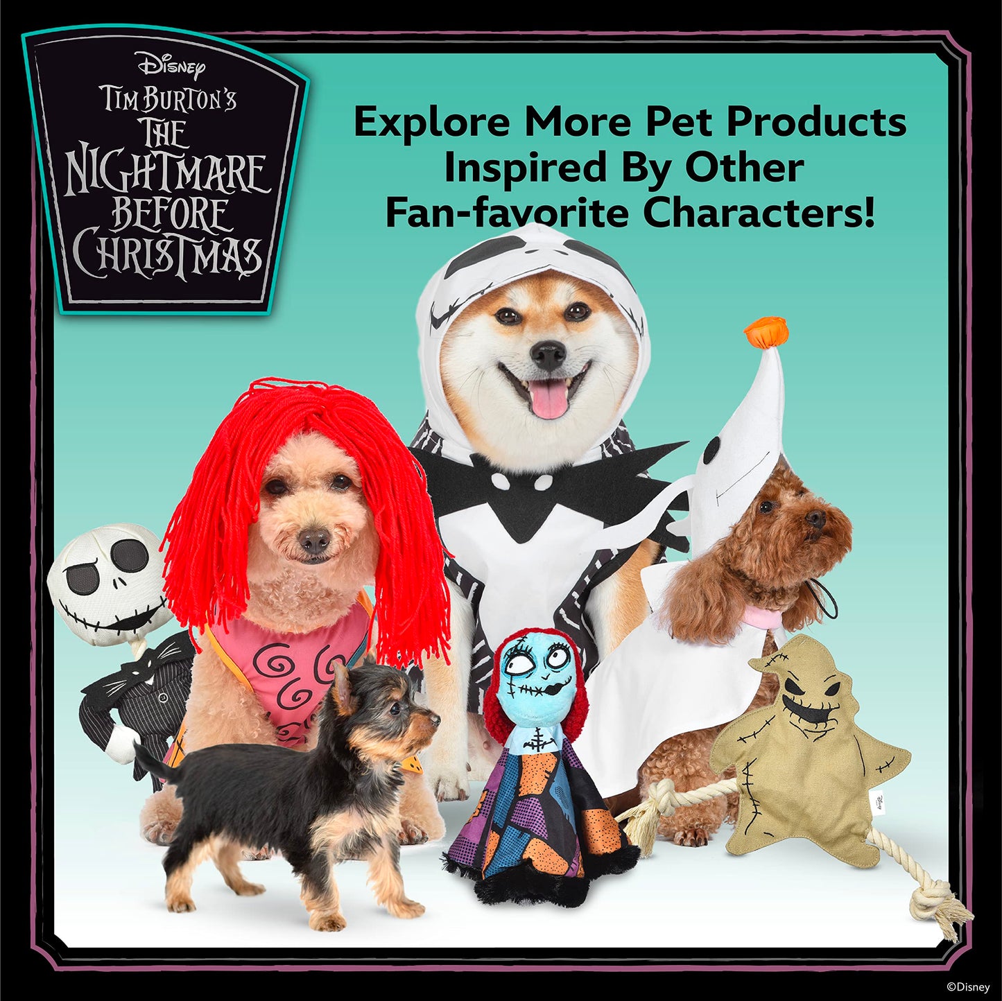 Disney for Pets Tim Burton’s Nightmare Before Christmas 6” Holiday Oogie Boogie with Santa Hat Toy for Dogs | Nightmare Before Christmas Movie Toys for All Dogs (FF24558)