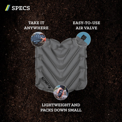 Klymit V Seat, Lightweight Inflatable Travel Cushion, Best for Camping, Bleachers, or Glassing Pad , Gray