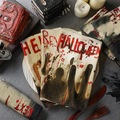 Ganeen 6 Pcs Halloween Kitchen Towels Scary Ghost Dish Towels Bloody Text Hand Towel Horror Zombie Towels 14.2 x 21.3 Inch for Decorative Bathroom Guest Holiday