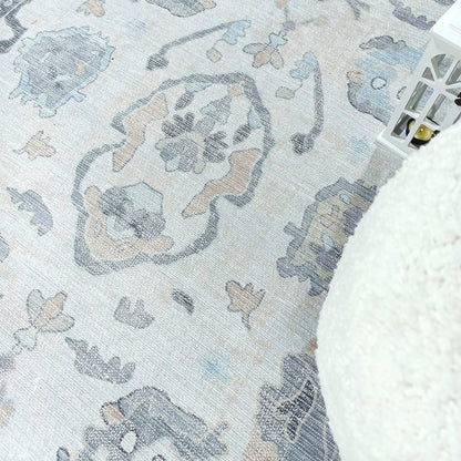 Fame Rugs Modern Oushak Rug 2x3, Doormat Vintage Turkish Gray Oriental Antique Inspired Small Area Rugs, Washable Foldable Luxury Living Room Bedroom (384GB, 2' x 3')