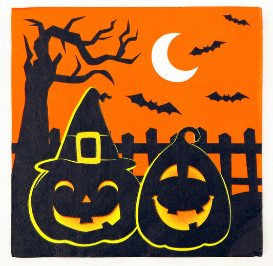 Iconikal 75-Count Disposable Paper Party Napkins, Pumpkin Patch Silhouette, Dinner Size